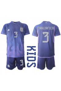 Argentinië Nicolas Tagliafico #3 Babytruitje Uit tenue Kind WK 2022 Korte Mouw (+ Korte broeken)